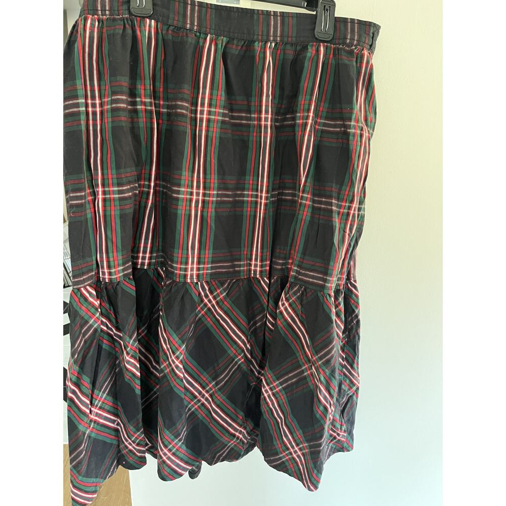 Free Assembly Womens Skirt 22 Long Cotton Plaid Tiered Preppy Western